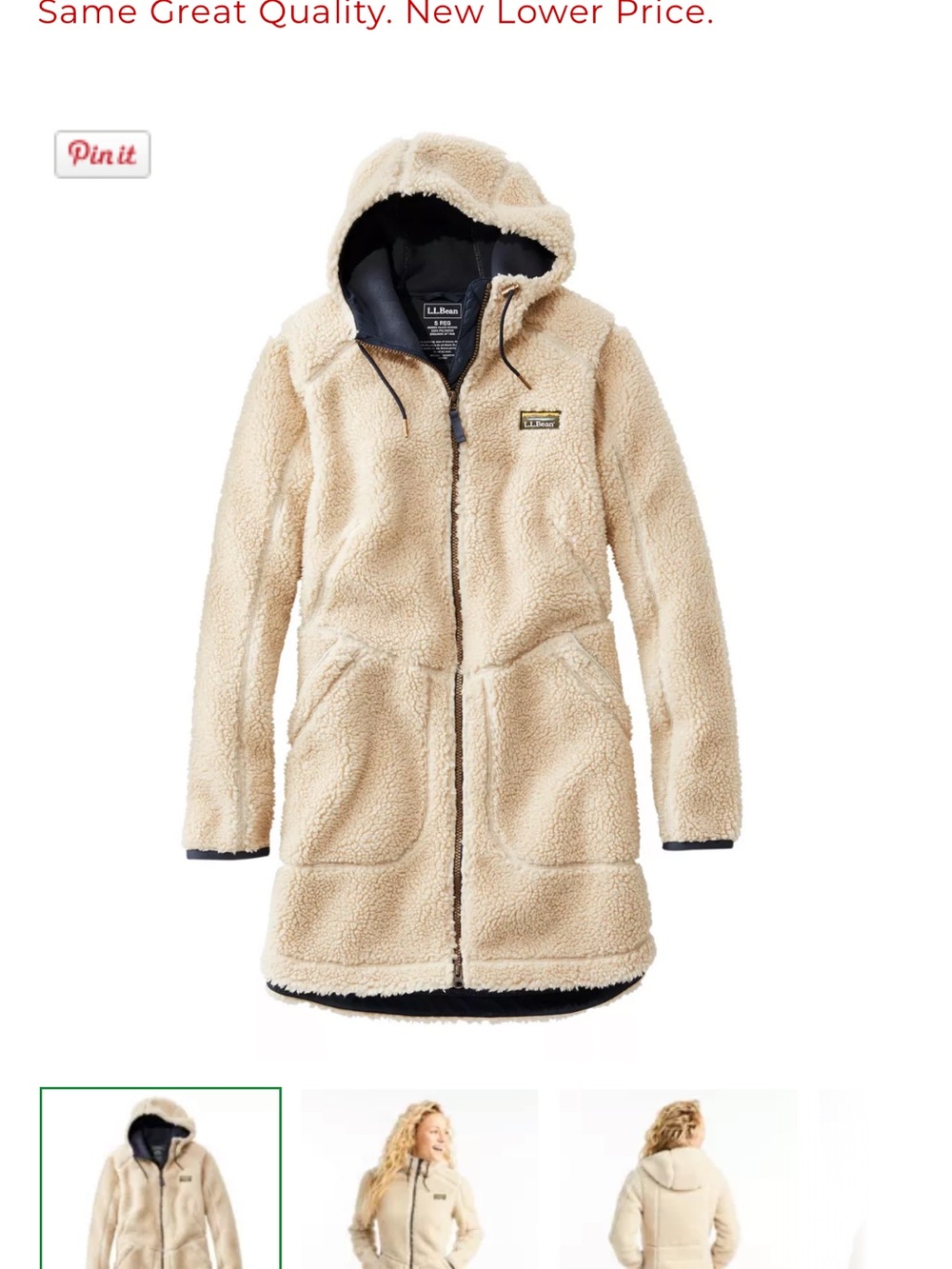 L.L. Bean Cream Sherpa Hooded Puffer Jacket for Kids